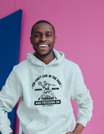 A funny tennis white hoodie featuring the slogan on the front 'A white funny tennis t-shirt featuring the slogan on the front 'You Can’t Live in the Past, You’ve Got To Keep Looking Forward and Pressing On – Pete Sampras'