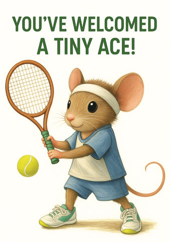You've Welcomed a Tiny Ace | Tennis Themed New Baby Card
