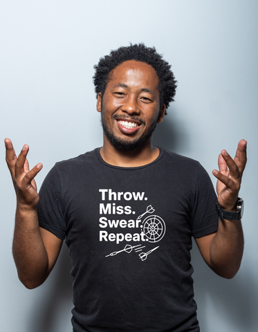 Throw. Miss. Swear. Repeat | Funny Darts T-shirt