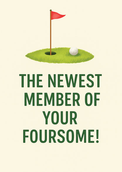 The Newest Member of Your Foursome! | Golf Themed New Baby Card