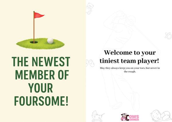 The Newest Member of Your Foursome! | Golf Themed New Baby Card