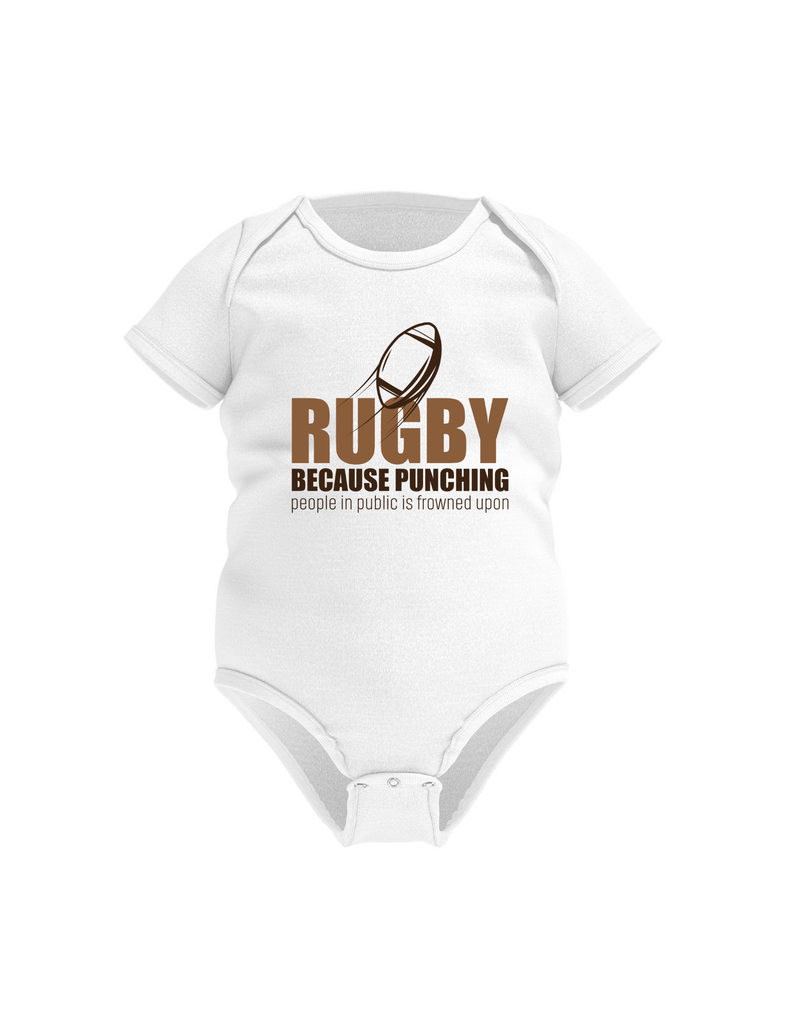 Rugby Because Punching People in Public Is Frowned Upon | Funny Rugby Baby Grow