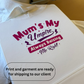 White Hoodie with 'Mum's My Umpire Always Raising Me Right!' text printed on it, ready for shipping from Cows Corner