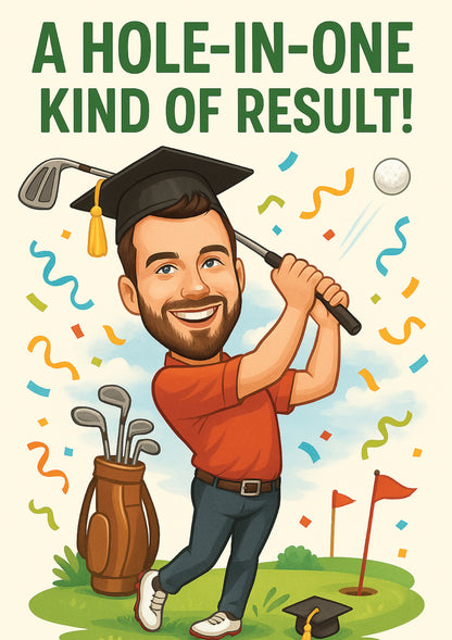 A Hole-in-One Kind of Result! | Golf Themed Graduation Card