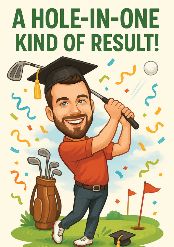 A Hole-in-One Kind of Result! | Golf Themed Graduation Card