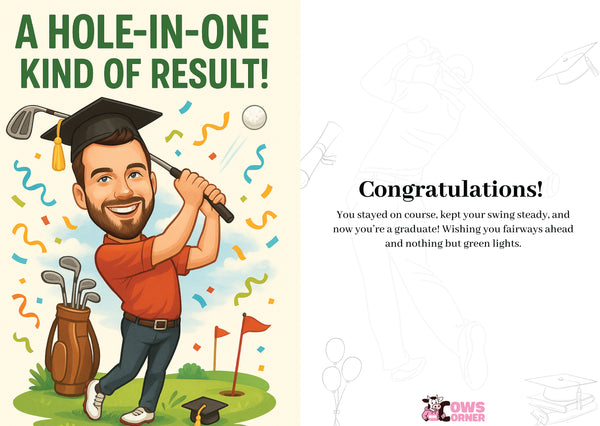 A Hole-in-One Kind of Result! | Golf Themed Graduation Card