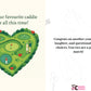 Heart-shaped golf course illustration with golfers, surrounded by text and a brand logo. This is a beautiful Cows Corner Card