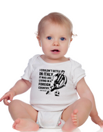 I Couldn’t Settle in Italy It Was Like Living in a Foreign Country – Ian Rush | Funny Football Baby Bodysuit, Organic or In-Conversion to Organic Cotton, Self Fabric Bound Neckline, Cuffs and Leg Openings