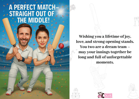 A Perfect Match Straight out of the Middle | Cricket Engagement Card