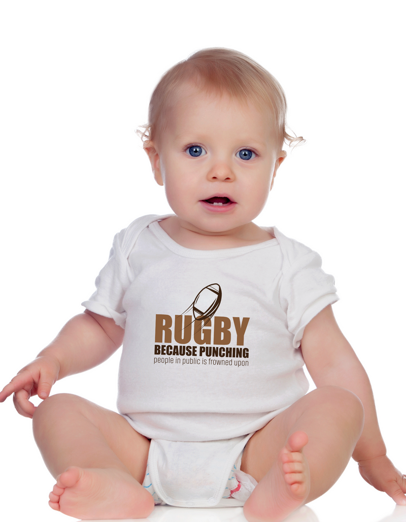 Rugby Because Punching People in Public Is Frowned Upon | Funny Rugby Baby Grow