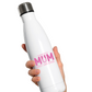 A white stainless steal 500ml water bottle that has the lovely saying on the front that reads 'Tennis with Mums. Best. Day. Ever!'