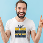 A a man wearing a white t-shirt with the funny football slogan on the front that reads 'No VAR Needed You’re Just Terrible'