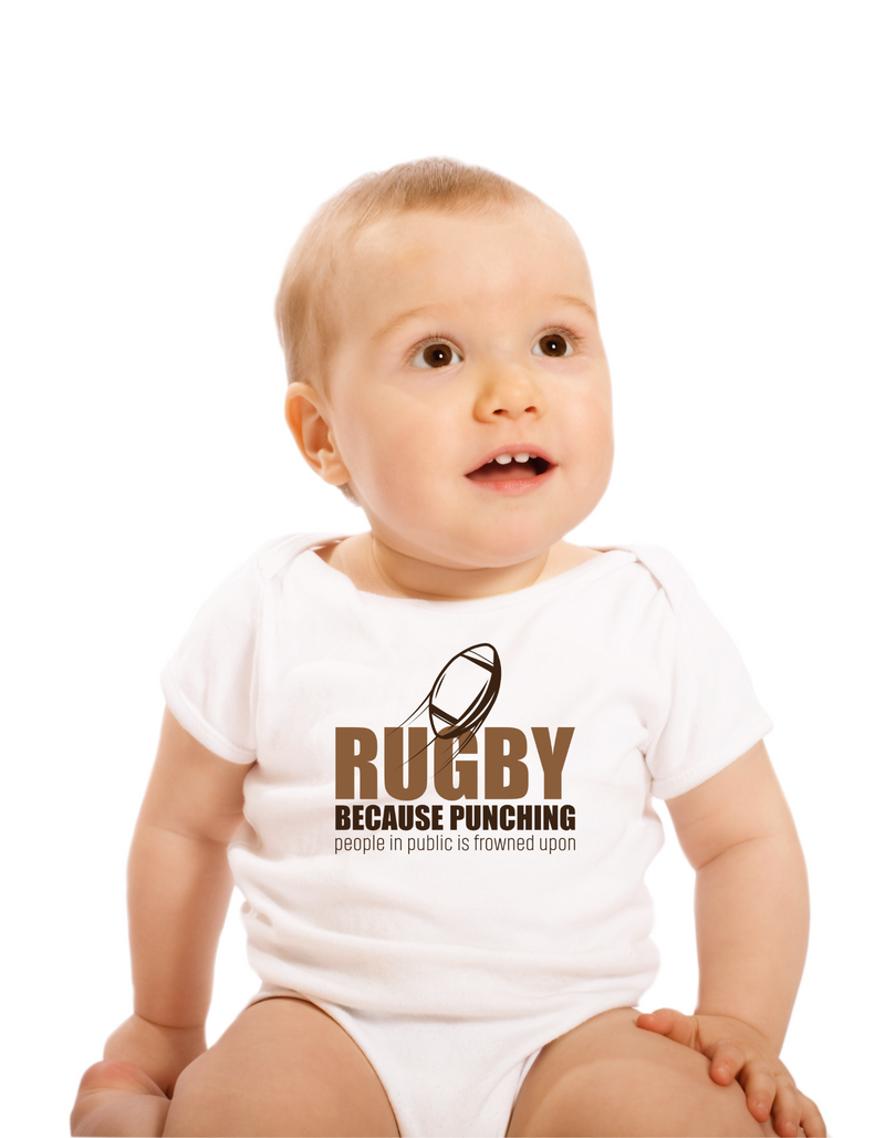 Rugby Because Punching People in Public Is Frowned Upon | Funny Rugby Baby Grow