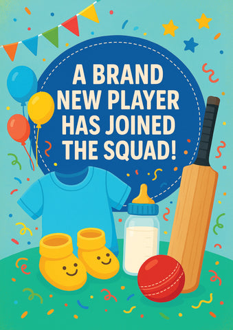 A Brand New Player Has Joined the Squad | New Baby Congratulations Cricket Card