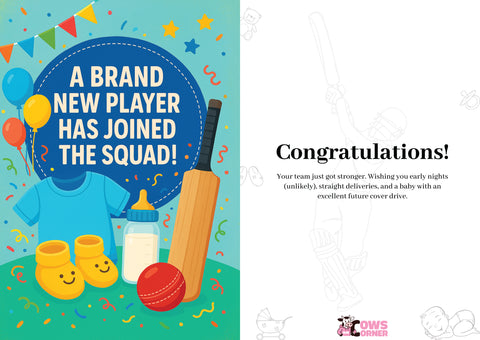 A Brand New Player Has Joined the Squad | New Baby Congratulations Cricket Card