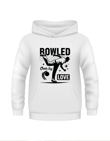 Bowled Over By Love - Cricket Hoodie.  Funny Cricket Hoodie, Premium Fabric, Multiple Adult Sizes