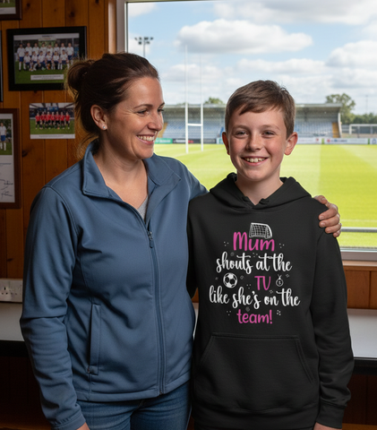 Mum Shouts at the TV Like She’s on the Team! | Funny Football Hoodie