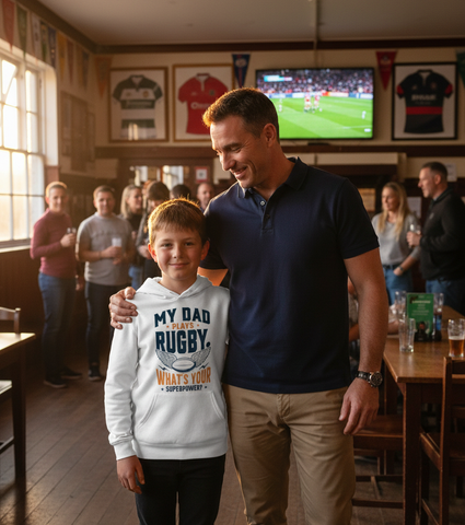 My Dad Plays Rugby. What’s Your Superpower? | Funny Rugby Hoodie
