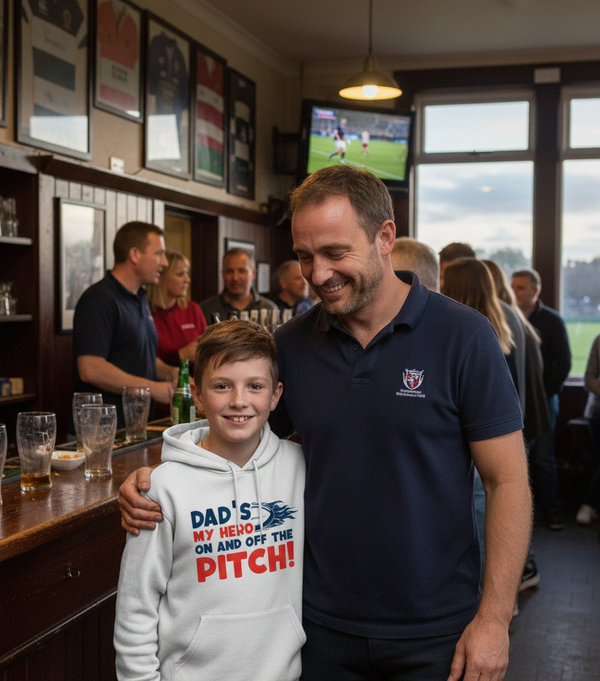 Dad’s My Hero on and off the Pitch! | Funny Rugby Hoodie