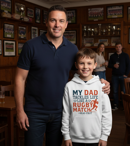My Dad Tackles Life Like a Rugby Match- Head First | Funny Rugby Hoodie