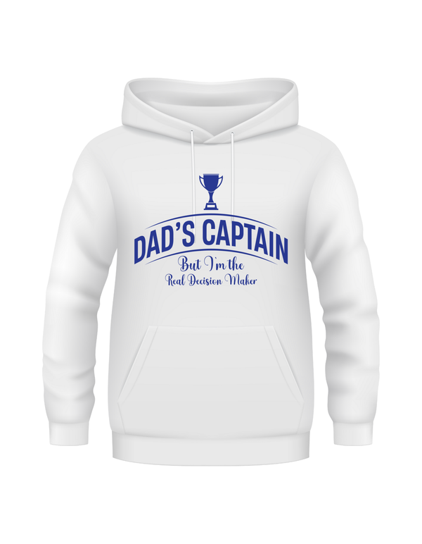 Dad's Captain, But I'm The Real Decision-Maker – Funny Cricket Hoodie, Premium Fabric, Multiple Junior Sizes, Perfect for Boys and Girls
