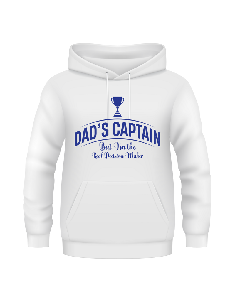 Dad's Captain, But I'm The Real Decision-Maker – Funny Cricket Hoodie, Premium Fabric, Multiple Junior Sizes, Perfect for Boys and Girls