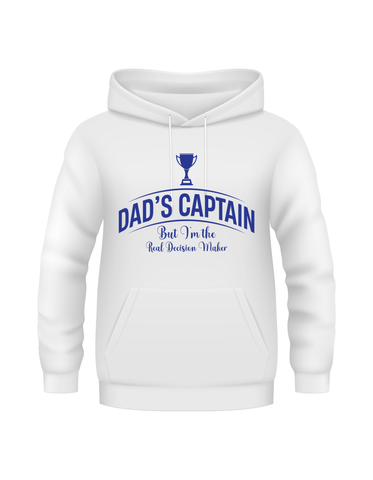 Dad's Captain, But I'm The Real Decision-Maker – Funny Cricket Hoodie, Premium Fabric, Multiple Junior Sizes, Perfect for Boys and Girls