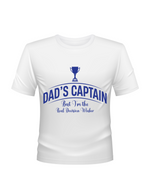 Dad's Captain, But I'm The Real Decision-maker. Funny Cricket T-Shirt, Premium Fabric, Multiple Junior Sizes, Perfect for Boys and Girls