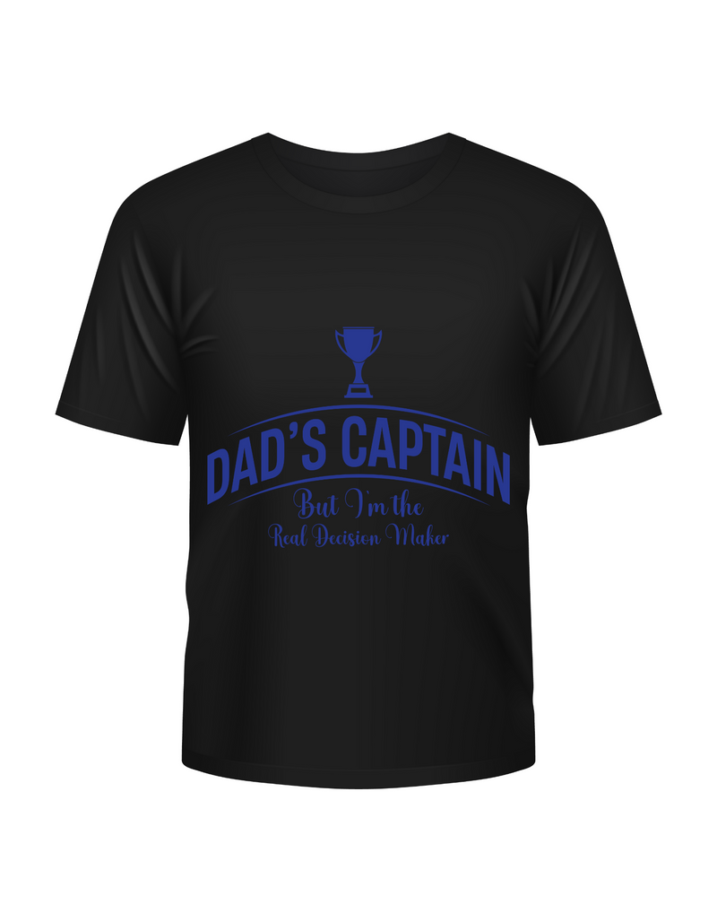 Dad's Captain, But I'm The Real Decision-maker. Funny Cricket T-Shirt, Premium Fabric, Multiple Junior Sizes, Perfect for Boys and Girls