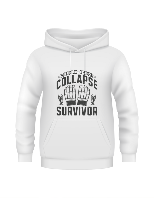 Middle-order Collapse Survivor – Funny Cricket Hoodie, Premium Fabric, Multiple Adult Sizes