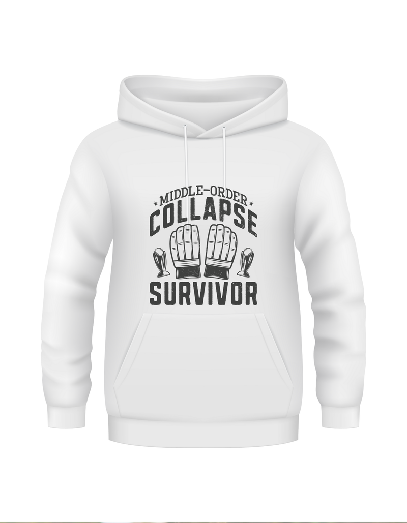 Middle-order Collapse Survivor – Funny Cricket Hoodie, Premium Fabric, Multiple Adult Sizes