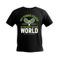 A black t-shirt with the funny tennis coach saying on the front that reads 'My Tennis Coach Is the Best in the World (and I’ve Checked)'