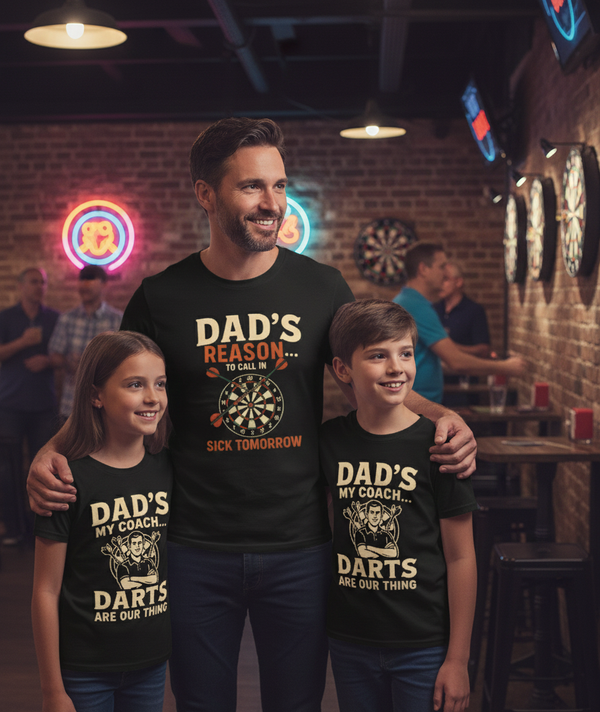 Dads My Coach Darts Are Our Thing | Funny Darts T-shirt