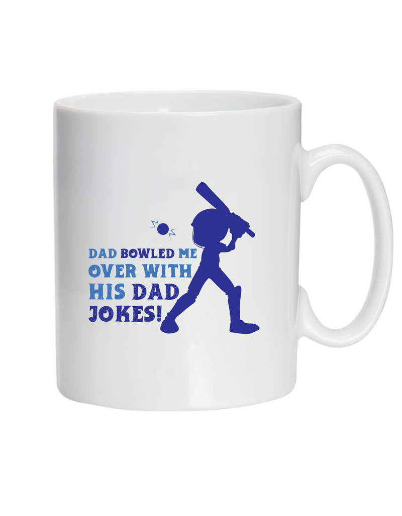 Dad Bowled Me Over With His Dad Jokes.  10oz / 285ml, White Ceramic Mug, Microwave & Dishwasher Safe, Perfect For Your Morning Brew