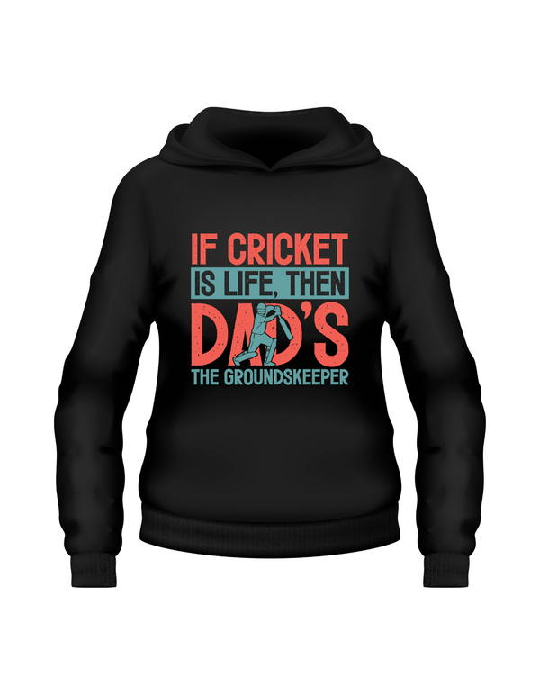 Dad Is a Great Fielder, Always Catching Me Out.  Funny Cricket Hoodie, Premium Fabric, Multiple Junior Sizes, Perfect for Boys and Girls