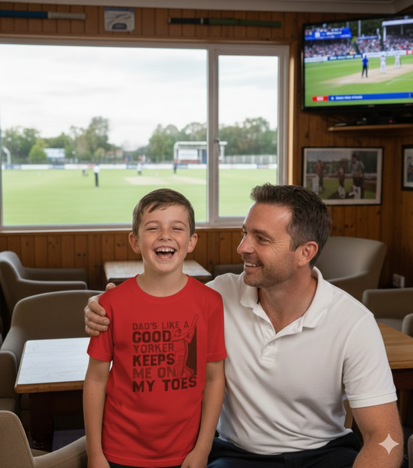 Dads Like A Good Yorker, Keeps Me On My Toes | Funny Cricket T-Shirt