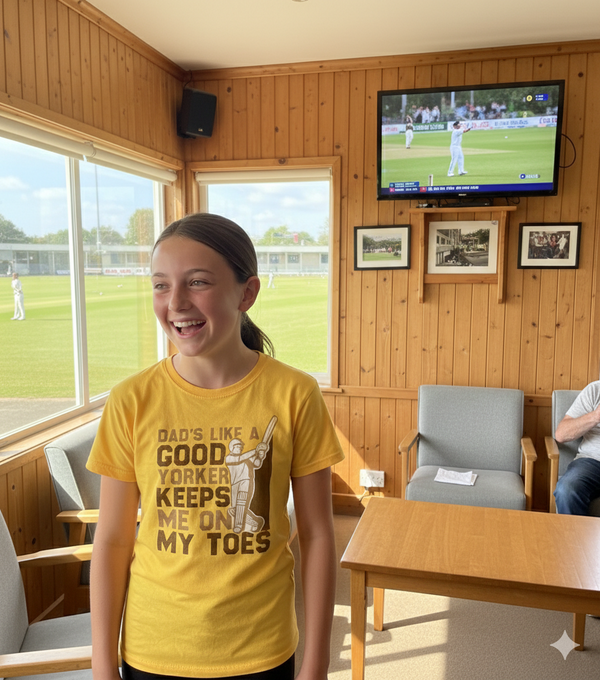 Dads Like A Good Yorker, Keeps Me On My Toes | Funny Cricket T-Shirt