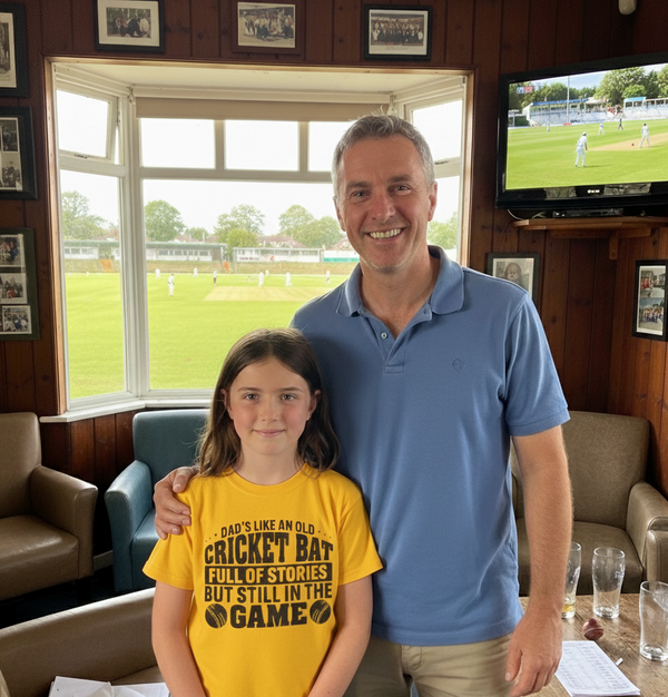 Dads Like An Old Cricket Bat, Full Of Stories But Still In The Game | Funny Cricket T-shirt