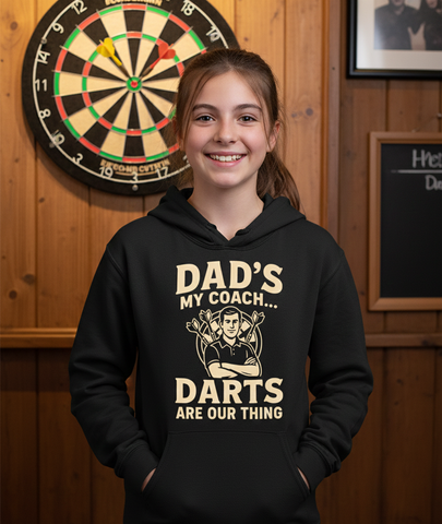 Dads My Coach Darts Are Our Thing | Funny Darts Hoodie