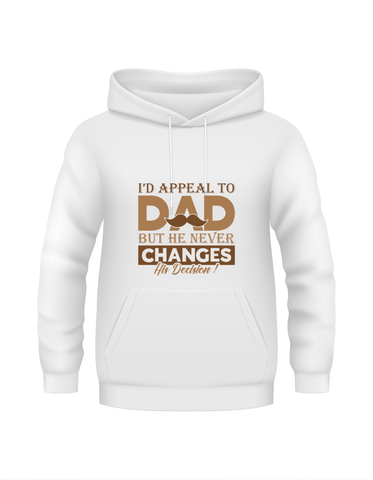 I'd Appeal To Dad, But He Never Changes His Decision.  Funny Cricket Hoodie, Premium Fabric, Multiple Junior Sizes, Perfect for Boys and Girls