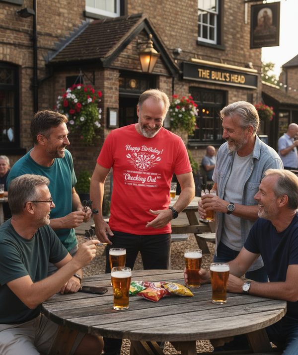 Happy Birthday! You’ve Reached the Age Where 'checking Out' is a Very Real Medical Possibility | Funny Darts Birthday T-shirt