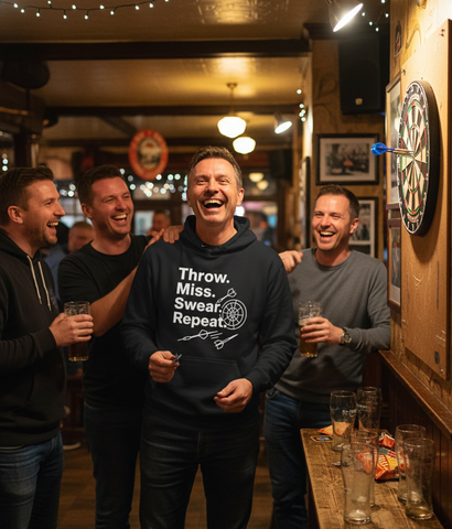 Throw. Miss. Swear. Repeat | Funny Darts Hoodie