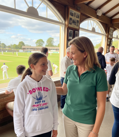 Bowled Over by Mum’s Love (and Cooking) | Funny Cricket Hoodie