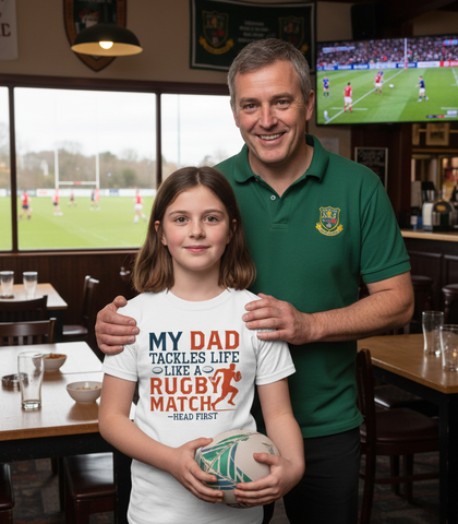 My Dad Tackles Life Like a Rugby Match- Head First | Funny Rugby T-shirt