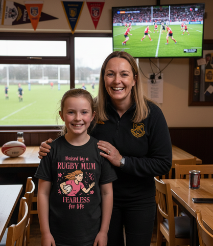 Raised by a Rugby Mum, Fearless for Life | Funny Rugby T-shirt