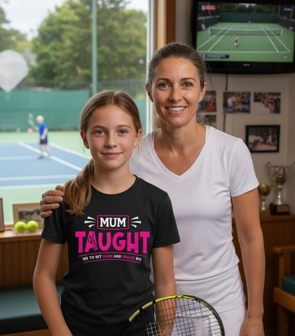 Mum Taught Me To Hit Hard and Dream Big! | Funny Tennis T-Shirt
