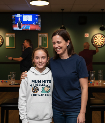 Mum Hits Trebles… I Hit Nap Time | Funny Darts Hoodie