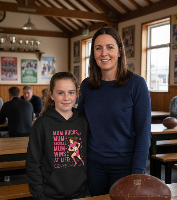 Mum Rucks, Mum Tackles, Mum Wins at Life! | Funny Rugby Hoodie