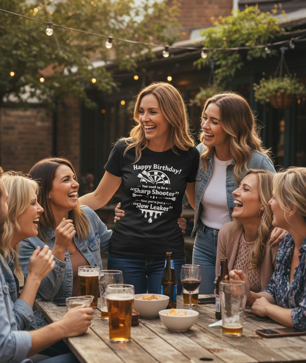 Happy Birthday! You Used to Be a 'sharp Shooter'. Now You’re Just a 'slow Leaker' | Funny Darts Birthday T-shirt