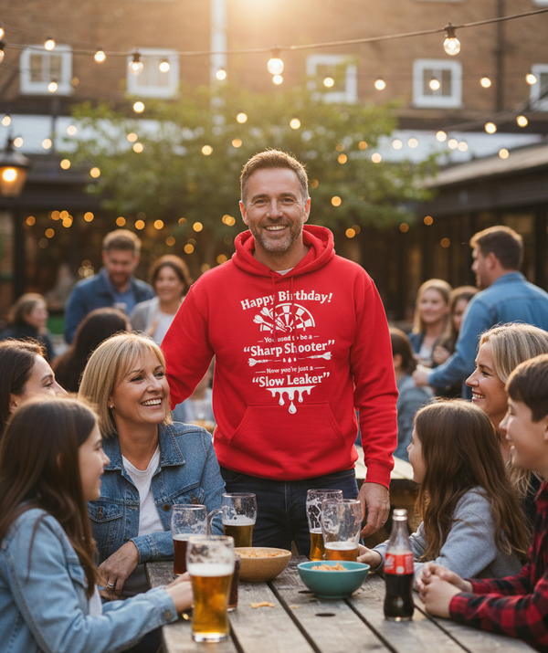 Happy Birthday! You Used to Be a 'sharp Shooter'. Now You’re Just a 'slow Leaker' | Funny Darts Birthday Hoodie